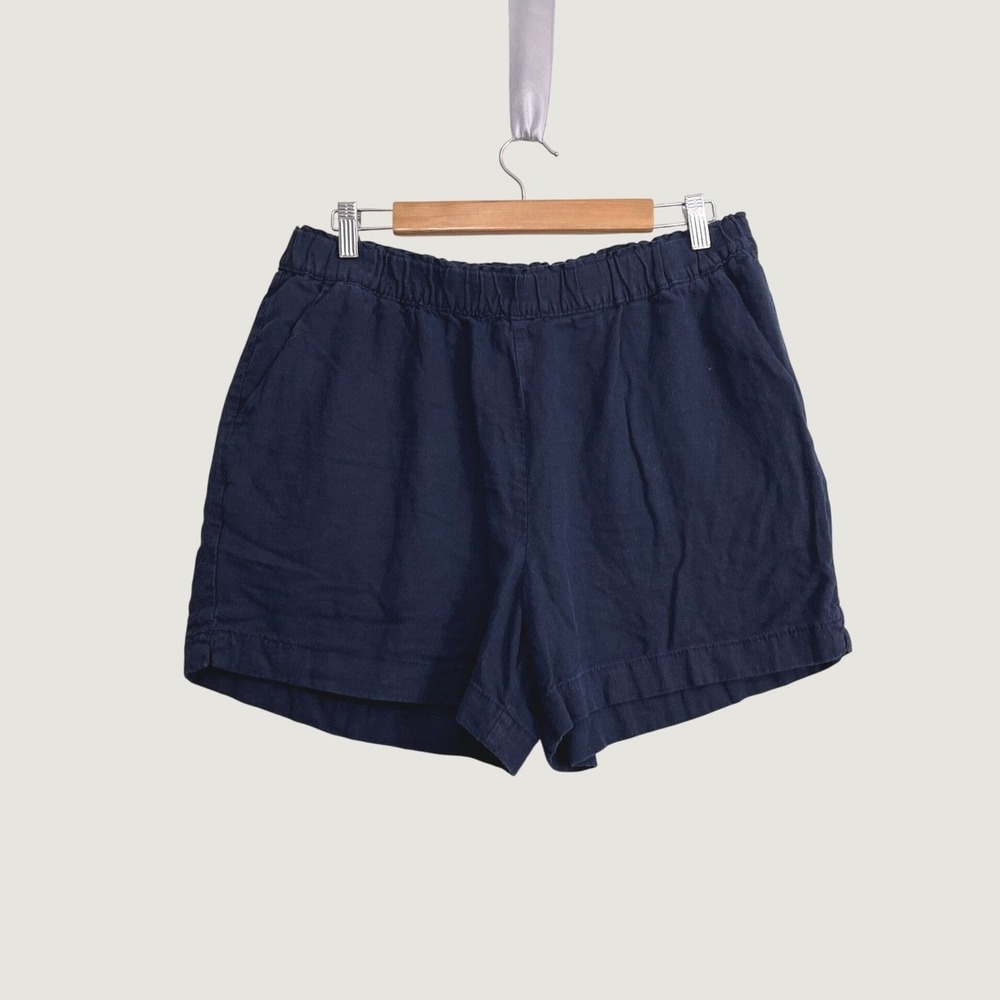 Reitmans Navy Blue Linen Blend Elastic Waist Pull On Shorts Womens Size 16
